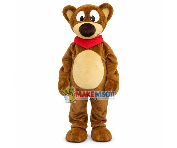 The Obedient Brown Bear With Big Nose Mascot Costume The Obedient Brown Bear With Big Nose Mascot Costume