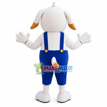 Gluttonous White Dog Jumping Up and Down Mascot Costume
