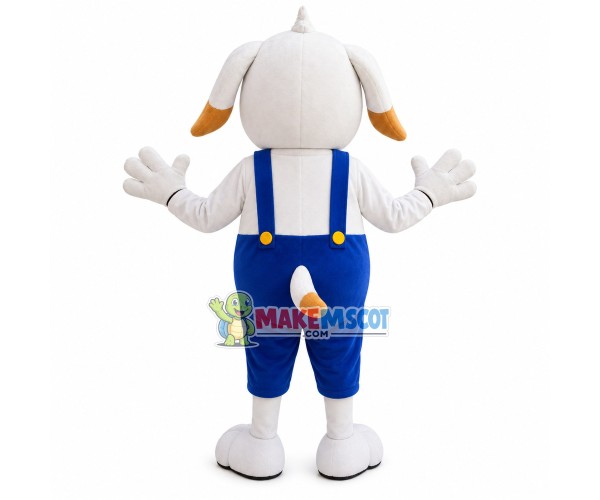 Gluttonous White Dog Jumping Up and Down Mascot Costume Gluttonous White Dog Jumping Up and Down Mascot Costume