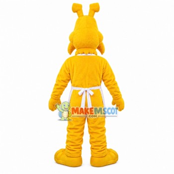 Thoughtful Yellow Dog Waiter Mascot Costume Thoughtful Yellow Dog Waiter Mascot Costume