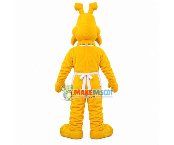 Thoughtful Yellow Dog Waiter Mascot Costume Thoughtful Yellow Dog Waiter Mascot Costume