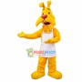 Thoughtful Yellow Dog Waiter Mascot Costume
