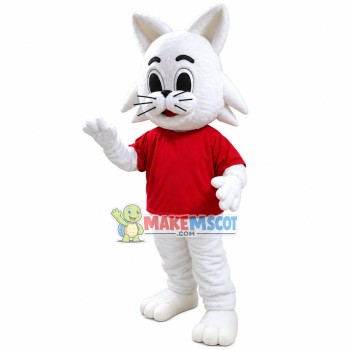 Dumb Adult Soft White Cat Mascot Costume Dumb Adult Soft White Cat Mascot Costume