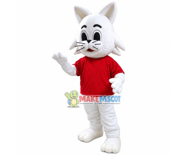 Dumb Adult Soft White Cat Mascot Costume Dumb Adult Soft White Cat Mascot Costume