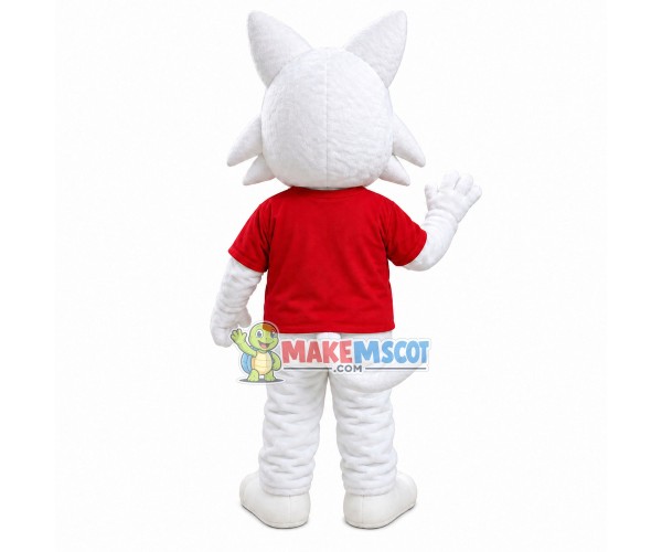 Dumb Adult Soft White Cat Mascot Costume