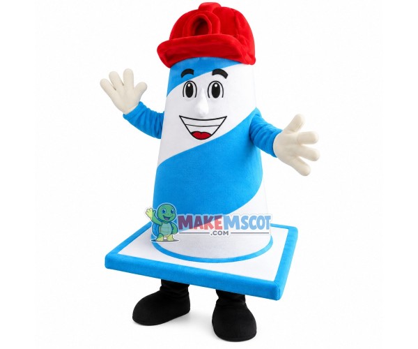 Restrictive The Blue & White Barricade Mascot Costume Restrictive The Blue & White Barricade Mascot Costume