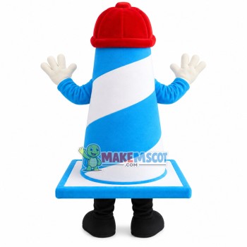 Restrictive The Blue & White Barricade Mascot Costume Restrictive The Blue & White Barricade Mascot Costume