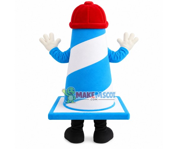 Restrictive The Blue & White Barricade Mascot Costume Restrictive The Blue & White Barricade Mascot Costume