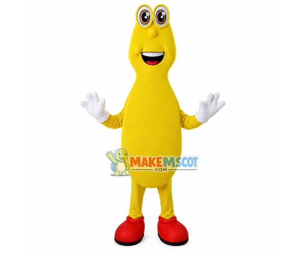 Pleased The Slim Yellow Snail Mascot Costume Pleased The Slim Yellow Snail Mascot Costume