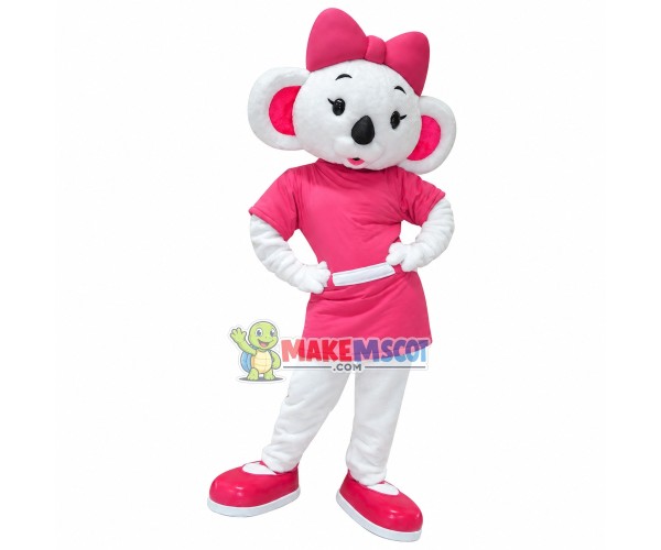 Posing The Pretty White Koala Mascot Costume Posing The Pretty White Koala Mascot Costume