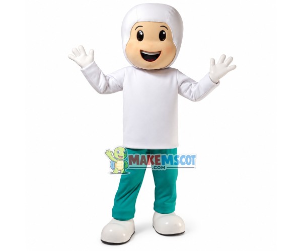 Wrapped Headgear Boy Cartoon Mascot Costume Wrapped Headgear Boy Cartoon Mascot Costume