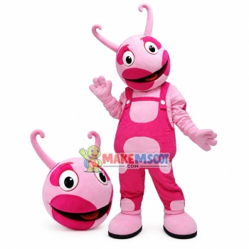 Giant Pink Snail With Suspenders Mascot Costume