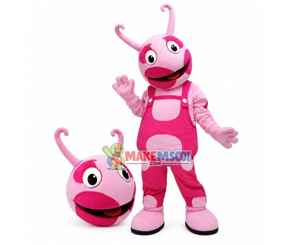 Giant Pink Snail With Suspenders Mascot Costume