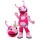 Giant Pink Snail With Suspenders Mascot Costume Giant Pink Snail With Suspenders Mascot Costume