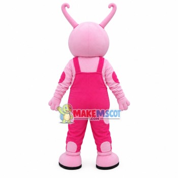 Giant Pink Snail With Suspenders Mascot Costume Giant Pink Snail With Suspenders Mascot Costume