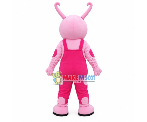Giant Pink Snail With Suspenders Mascot Costume Giant Pink Snail With Suspenders Mascot Costume
