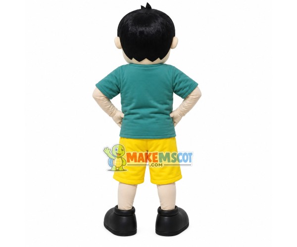 Lively Boy Wearing Army Green Shirt Mascot Costume Lively Boy Wearing Army Green Shirt Mascot Costume