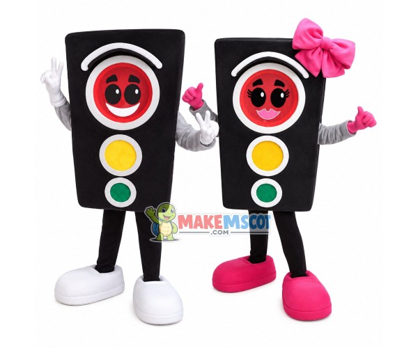 Traffic Light Starting to Flash Mascot Costume Traffic Light Starting to Flash Mascot Costume