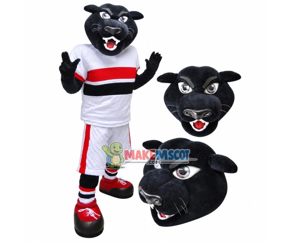 Sponsored Rugby Player Panther Mascot Costume Sponsored Rugby Player Panther Mascot Costume