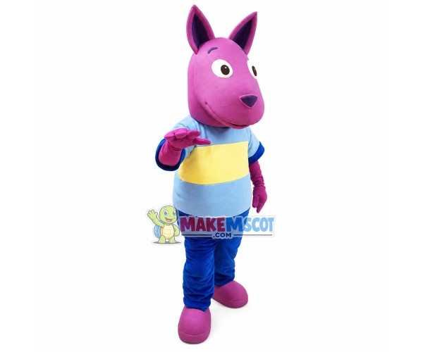 Calm Rose Pink Standing Horse Mascot Costume Calm Rose Pink Standing Horse Mascot Costume