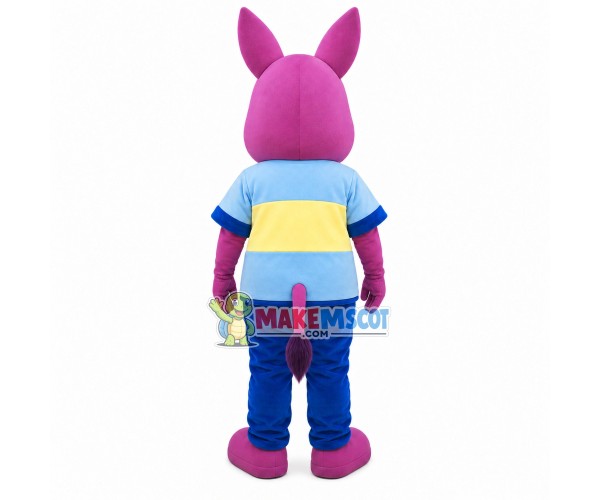 Calm Rose Pink Standing Horse Mascot Costume Calm Rose Pink Standing Horse Mascot Costume