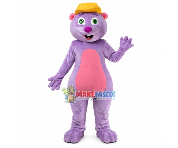 Violet Squirrel On Display Mascot Costume Violet Squirrel On Display Mascot Costume