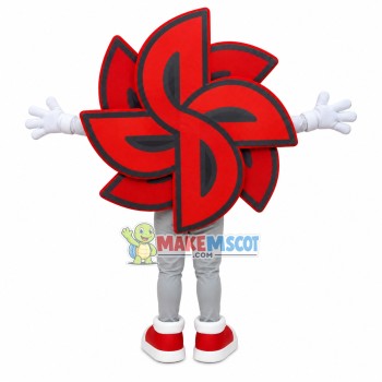 Red Double Layered Windmill Mascot Costume Red Double Layered Windmill Mascot Costume