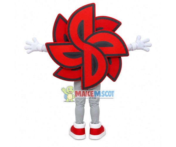 Red Double Layered Windmill Mascot Costume Red Double Layered Windmill Mascot Costume