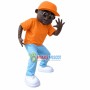 Black Boy With Information Sign Mascot Costume