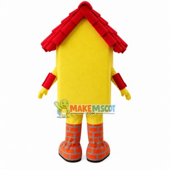 Red Tile House Made of Bricks Mascot Costume Red Tile House Made of Bricks Mascot Costume