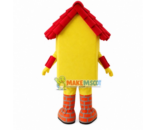 Red Tile House Made of Bricks Mascot Costume