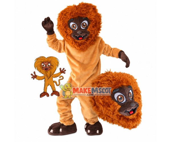 Mischievous Brown Furry Lion Mascot Costume