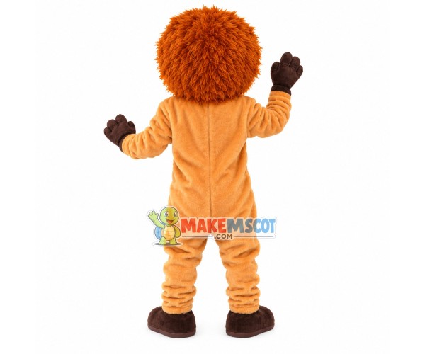 Mischievous Brown Furry Lion Mascot Costume