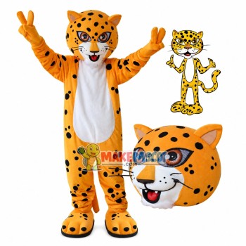 Exciting Yellow Leopard Adult Mascot Costume Exciting Yellow Leopard Adult Mascot Costume