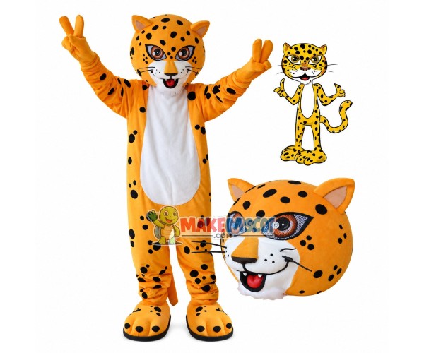 Exciting Yellow Leopard Adult Mascot Costume Exciting Yellow Leopard Adult Mascot Costume