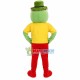 Happy Frog In The Yellow Printed Shirt Mascot Costume Happy Frog In The Yellow Printed Shirt Mascot Costume