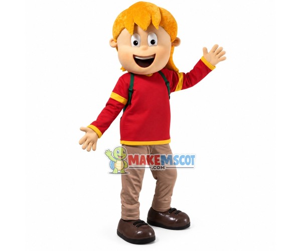 Blond Boy of International Kindergarten Mascot Costume Blond Boy of International Kindergarten Mascot Costume