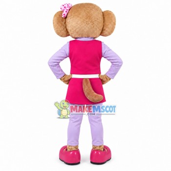 Miss Bear In Pink Professional Suit Mascot Costume Miss Bear In Pink Professional Suit Mascot Costume