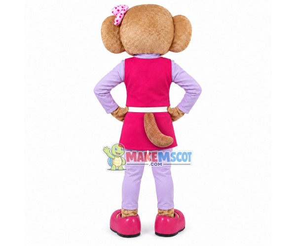 Miss Bear In Pink Professional Suit Mascot Costume