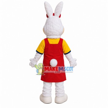 Motivational Bunny In Overalls Mascot Costume Motivational Bunny In Overalls Mascot Costume