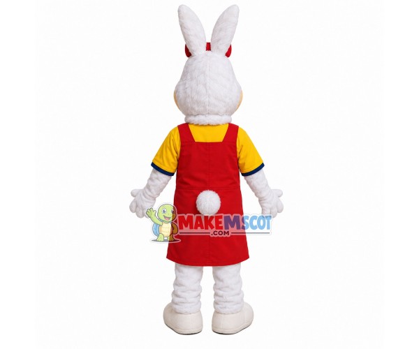 Motivational Bunny In Overalls Mascot Costume Motivational Bunny In Overalls Mascot Costume