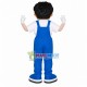 Helpful Boy In Blue Overalls Mascot Costume Helpful Boy In Blue Overalls Mascot Costume