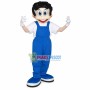 Helpful Boy In Blue Overalls Mascot Costume