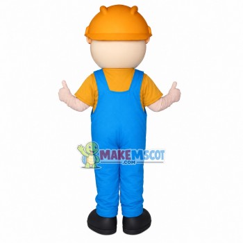 Site Worker Wearing Safety Helmet Mascot Costume Site Worker Wearing Safety Helmet Mascot Costume