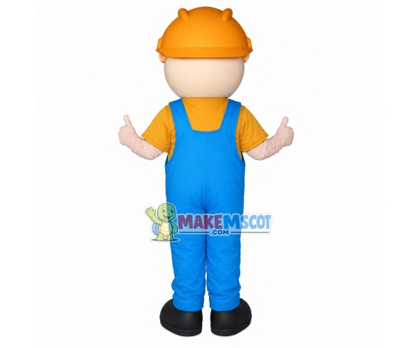 Site Worker Wearing Safety Helmet Mascot Costume Site Worker Wearing Safety Helmet Mascot Costume