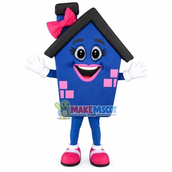 Blue House Mascot Costume for Architectural Project Blue House Mascot Costume for Architectural Project
