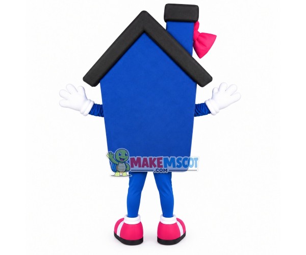Blue House Mascot Costume for Architectural Project Blue House Mascot Costume for Architectural Project