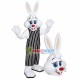 Cheerful Rabbit In Striped Wide-leg Pants Mascot Costume