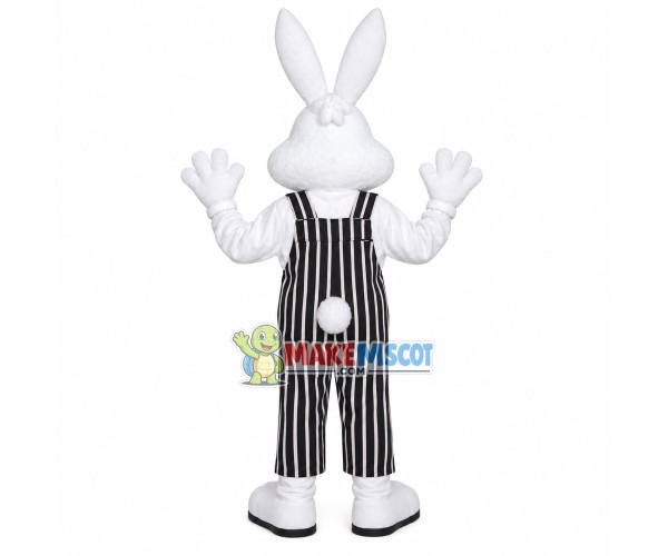 Cheerful Rabbit In Striped Wide-leg Pants Mascot Costume