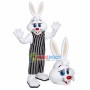 Cheerful Rabbit In Striped Wide-leg Pants Mascot Costume
